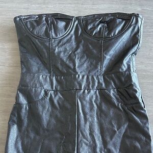 Forever 21 Black Faux Leather Jumpsuit